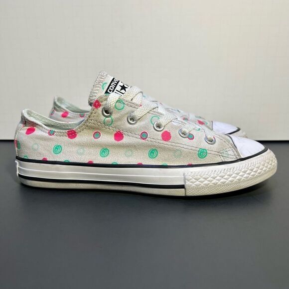Little Girls CONVERSE All Star Ox Polka Dot Mouse Neo Gray Sneakers / Size 3 - Picture 2 of 10
